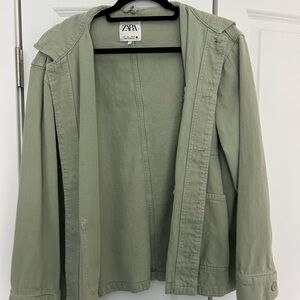 Zara Green Utility Jacket Lightweight Casual